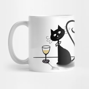 Cosmic Cat with Wine (White) Mug